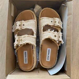 Steve Madden Braided Double Buckle Slide Sandals